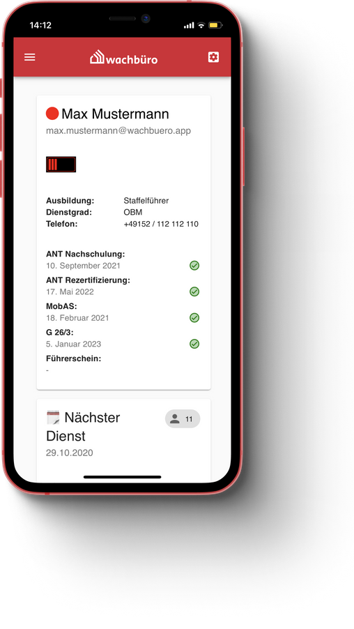 Wachbüro App in einem iPhone